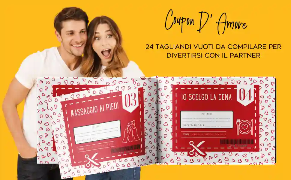 Coupon da Compilare, Coupon Coppie, Idee Regalo, San Valentino, Anniversario, Compleanno, Natale, Amore, Romantico, Divertente, Sorpresa, Esperienze, Momenti Indimenticabili, Complicità, Passione