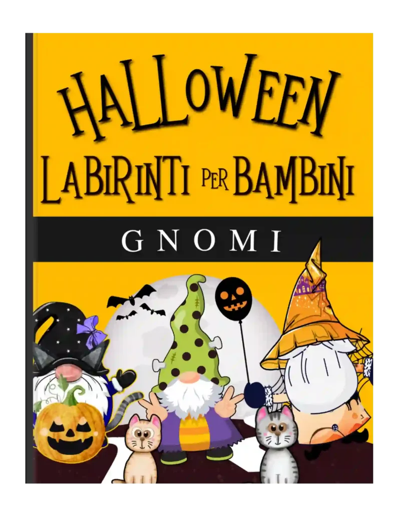 Halloween, labirinti, giochi, attività, bambini, libro per bambini, regalo, 3-6 anni, coordinazione occhio-mano, logica, risoluzione dei problemi, divertimento, fantasmi, mostri, zucche, colorare, disegnare.