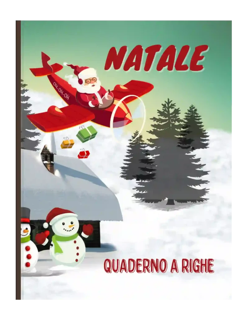 Un quaderno a righe con una copertina natalizia, quaderno scuola, quaderno lavoro, quaderno diario, regalo di Natale, regalo per studenti, regalo per lavoratori, regalo per scrittori, righe, carta di qualità, grafica natalizia.