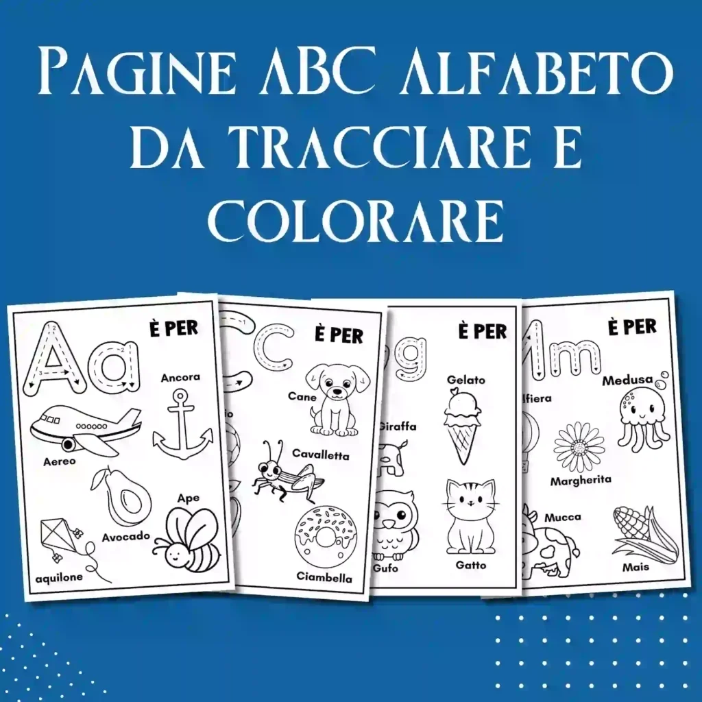 Pagine ABC Alfabeto da tracciare e colorare