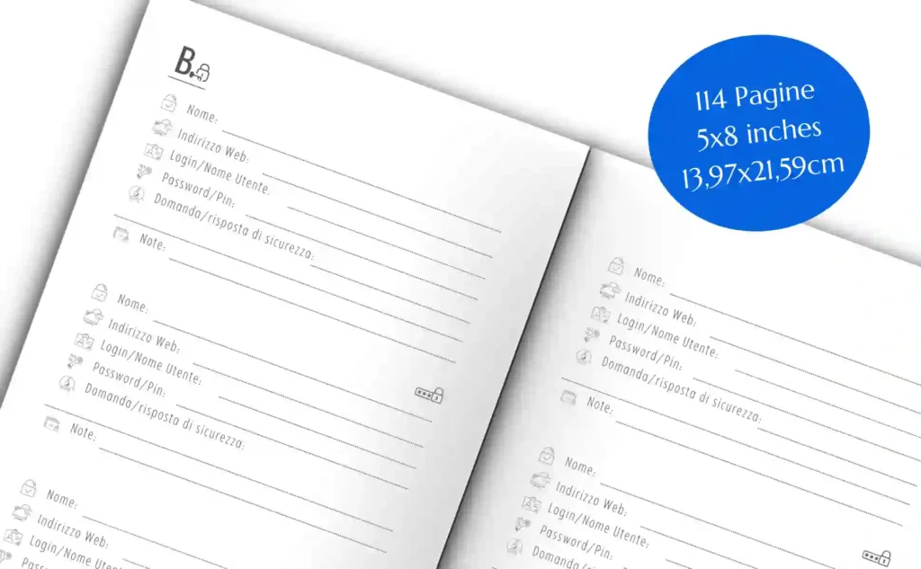 Cover Taccuino delle Password, registraren password, alfabetico, quaderno, agenda salva memorizzare