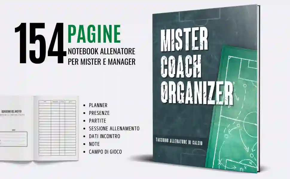 Taccuino Allenatore calcio, Coach, utile per manager. allenatori, giocatori, regalo fine campionato, compleanno, natale