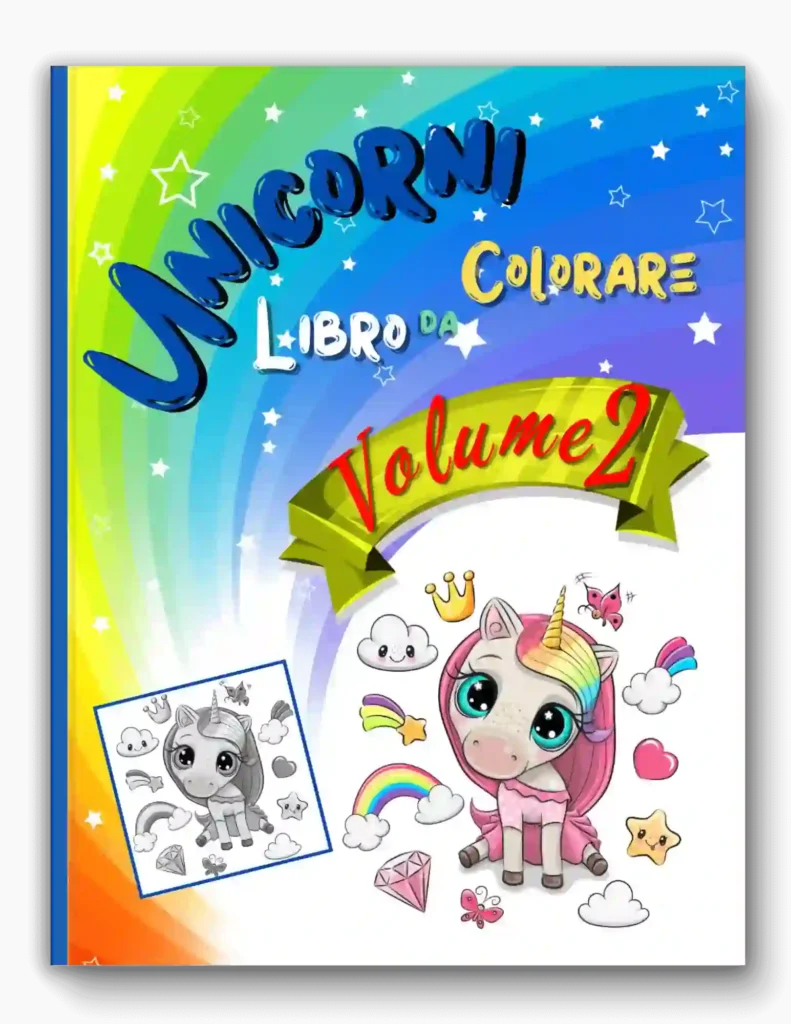 Un'unicorno con una criniera fluente e un corno dorato. Unicorni, libro da colorare, bambini, colorazione, fantasia, creatività, relax, divertimento, illustrazioni, 3 anni in su, regalo.